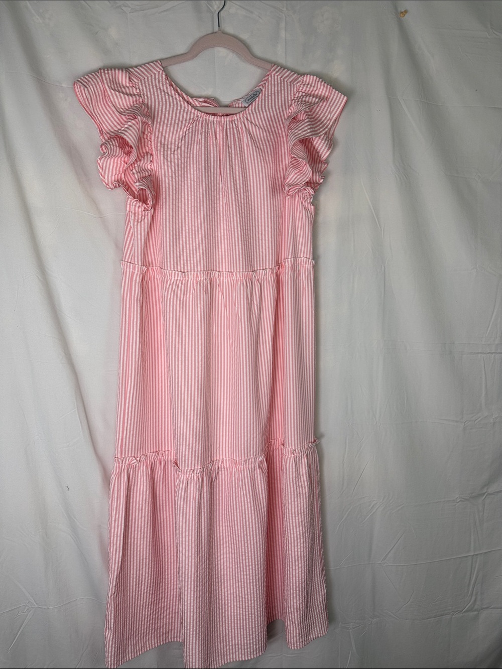 Mud Pie Pink and White Seersucker Maxi Dress
